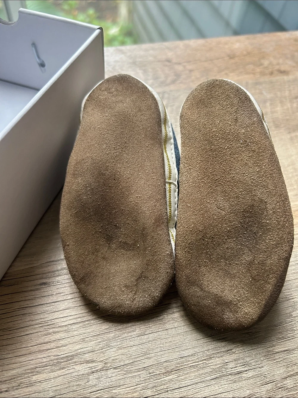 Robeez Blue Denim Slip-On Baby Shoes with Gold Dots